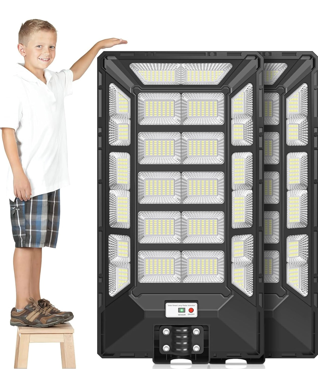 Lighteme 1800 W Solar-Straßenlaternen für den Außenbereich, wasserdicht, 6500 K, Dämmerung bis Morgengrauen, 180000 Lumen, Bewegungsmelder, superhell, Solar-Parkplatzleuchte