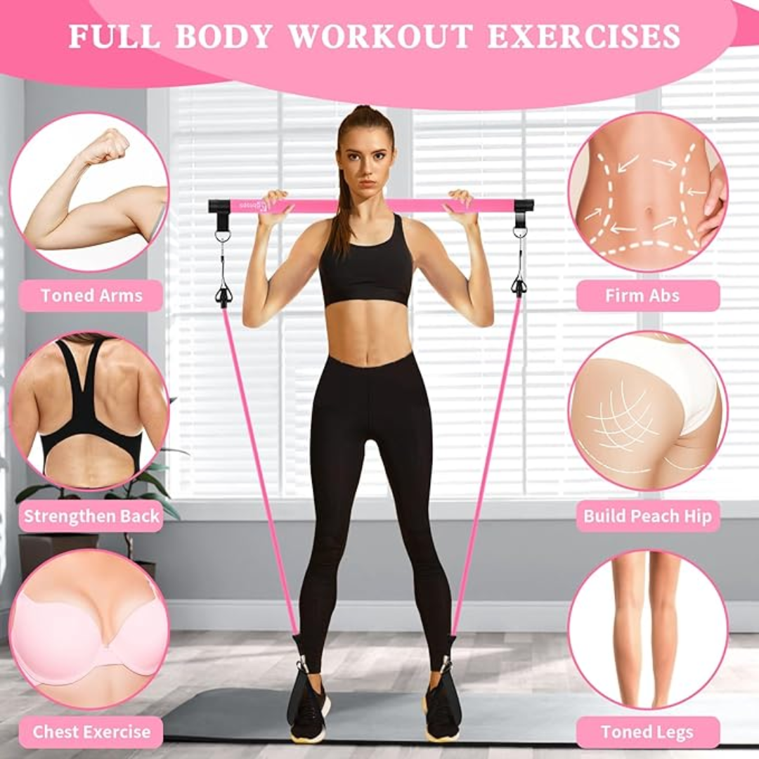 Barre Pilates multifonctionnelle Lighteme extensible – Entraînement complet du corps à domicile