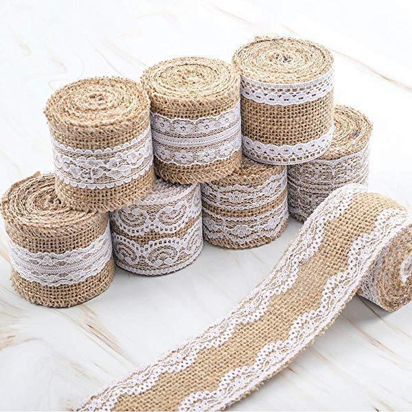 Lighteme Natur-Jute-Spitzenbandrolle (6 Sorten)