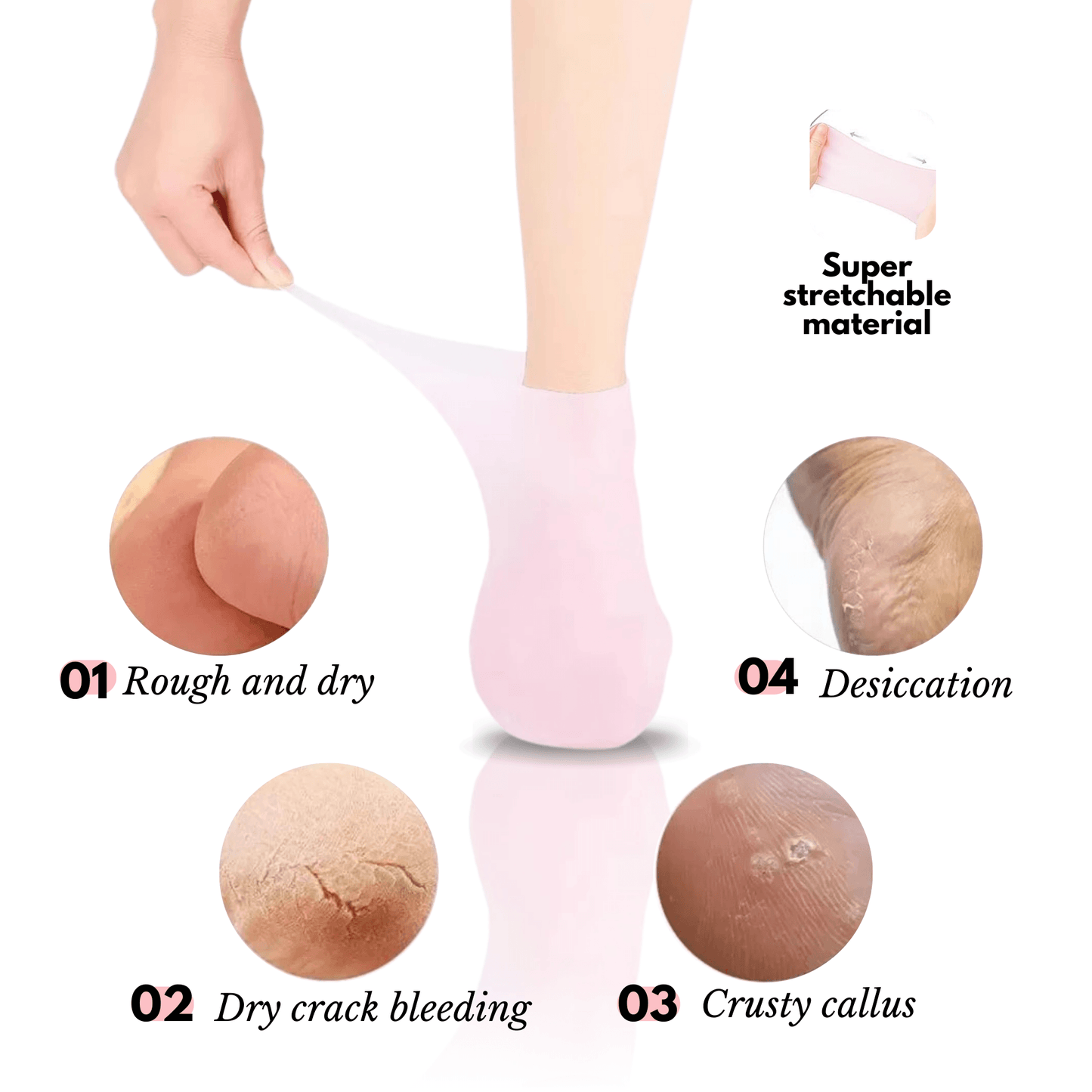 Lighteme Wiederverwendbare feuchtigkeitsspendende Fußmaske aus Silikonsocken | 1 PAAR KAUFEN, 2 PAARE ERHALTEN