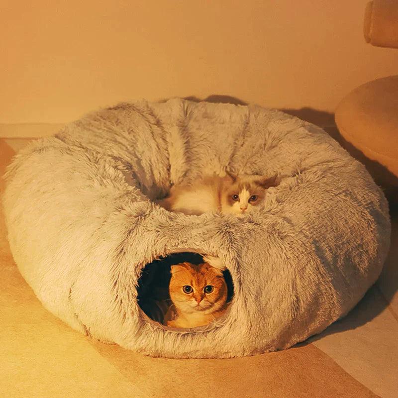 Lighteme 2-in-1 rundes Katzenbett und Tunnelspielzeug