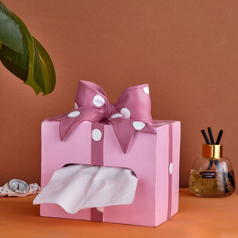 Boîte de rangement pour mouchoirs Lighteme Bowknot à pois