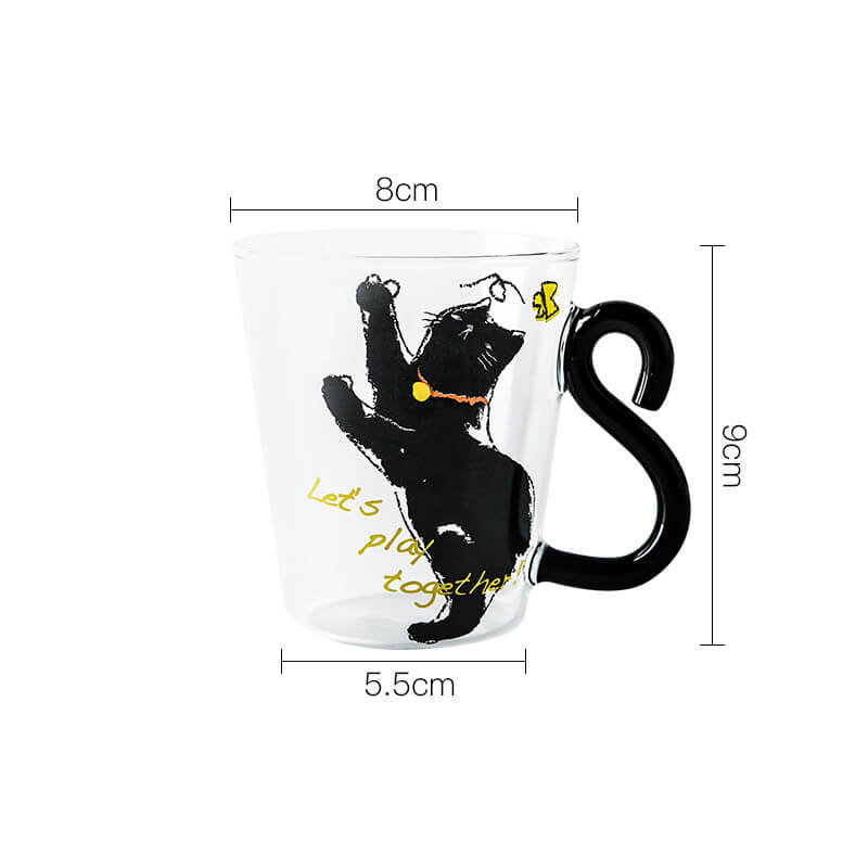 Tasse en verre Lighteme avec anse en forme de queue de chat
