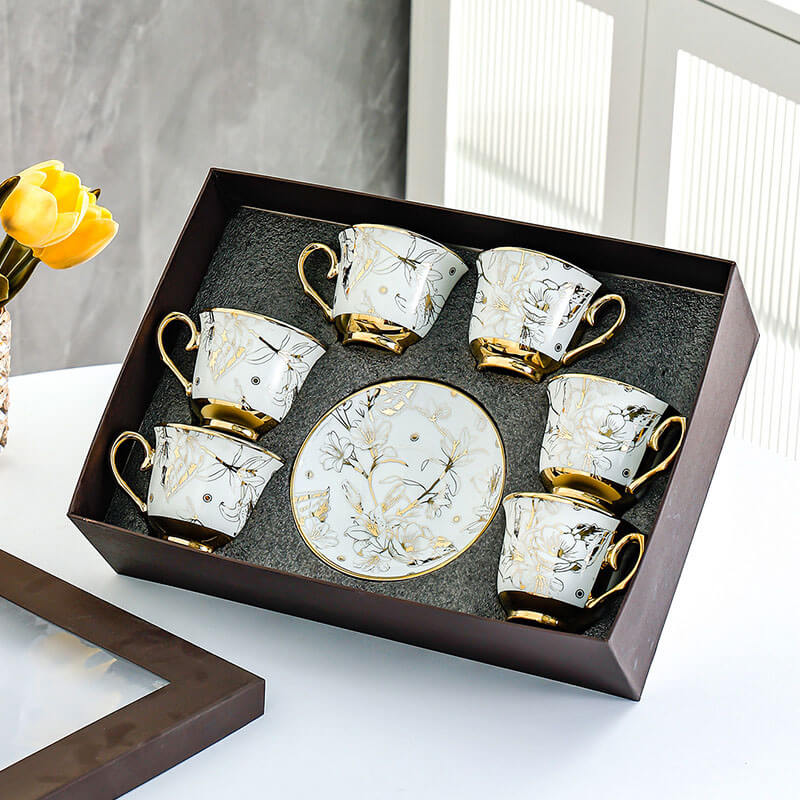 Lighteme Kaffeetassen-Set mit Goldrand