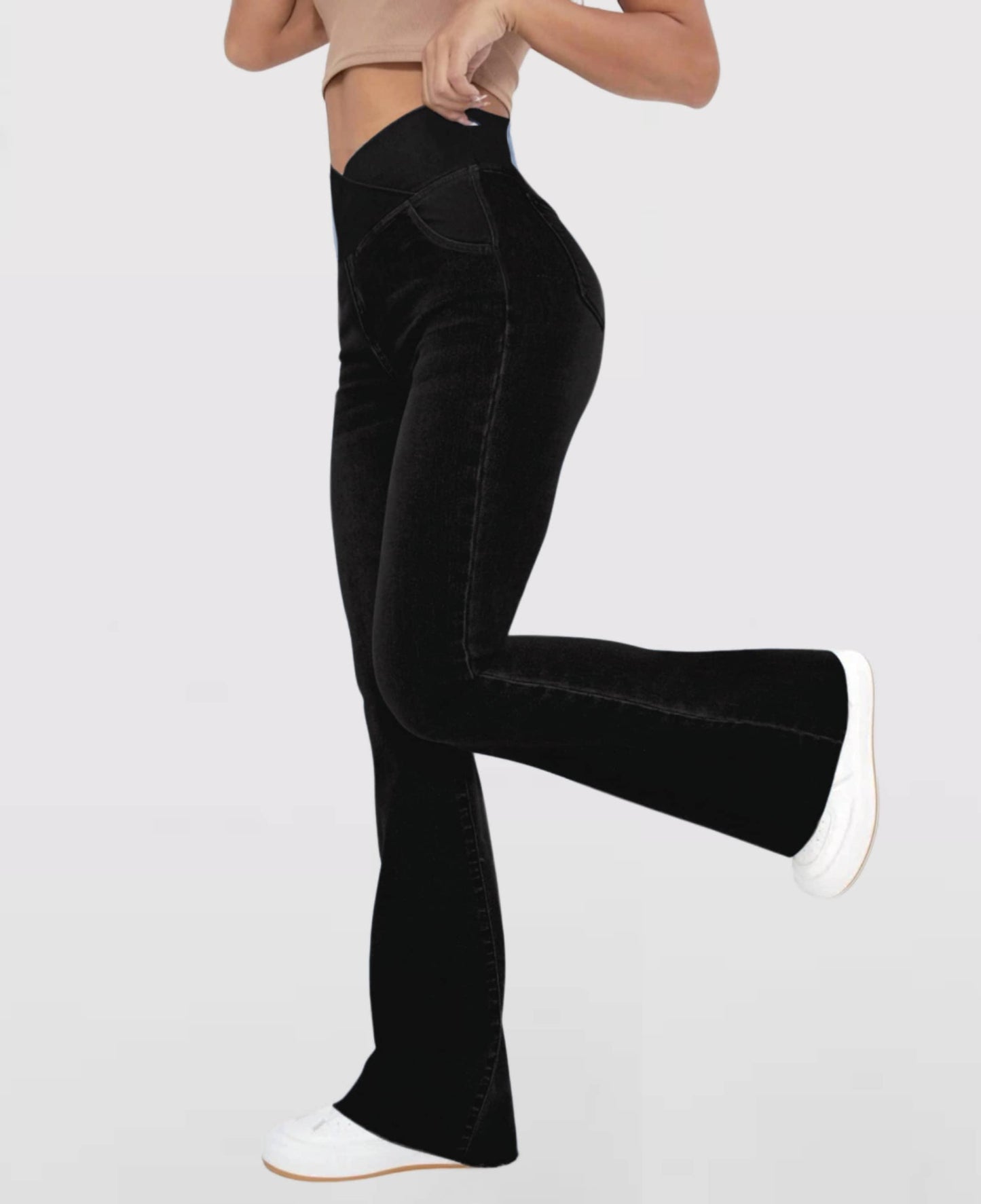 Lighteme High-Waist-Crossover-Jeans