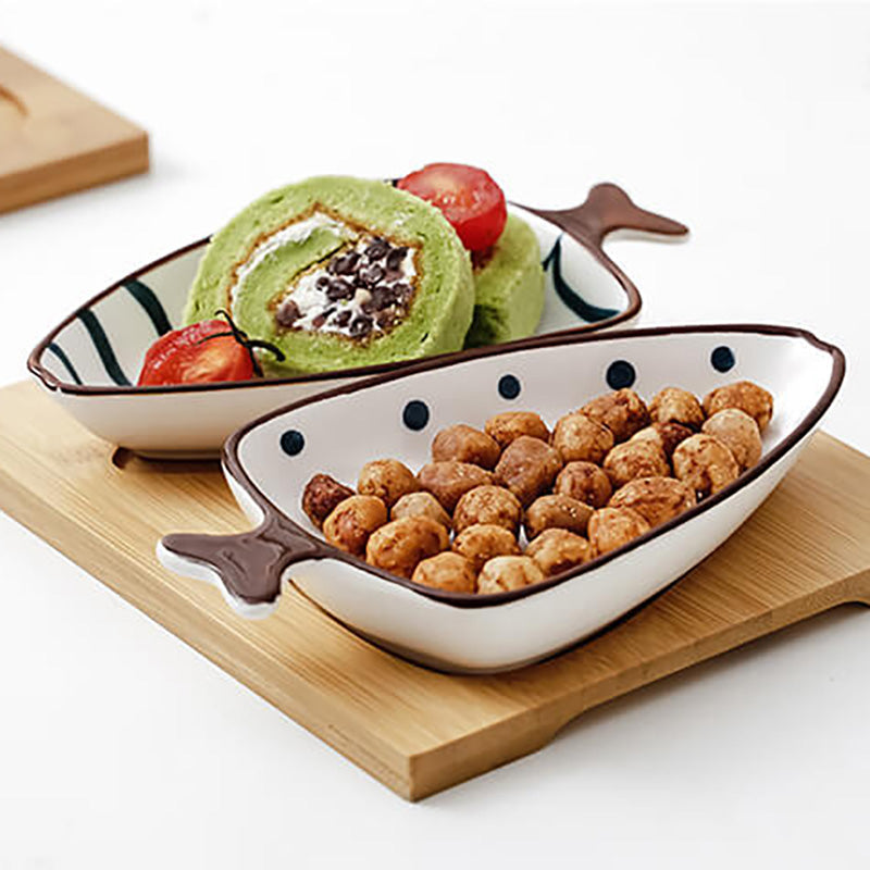 Lighteme Fischschwanz-Snackteller-Set aus Keramik