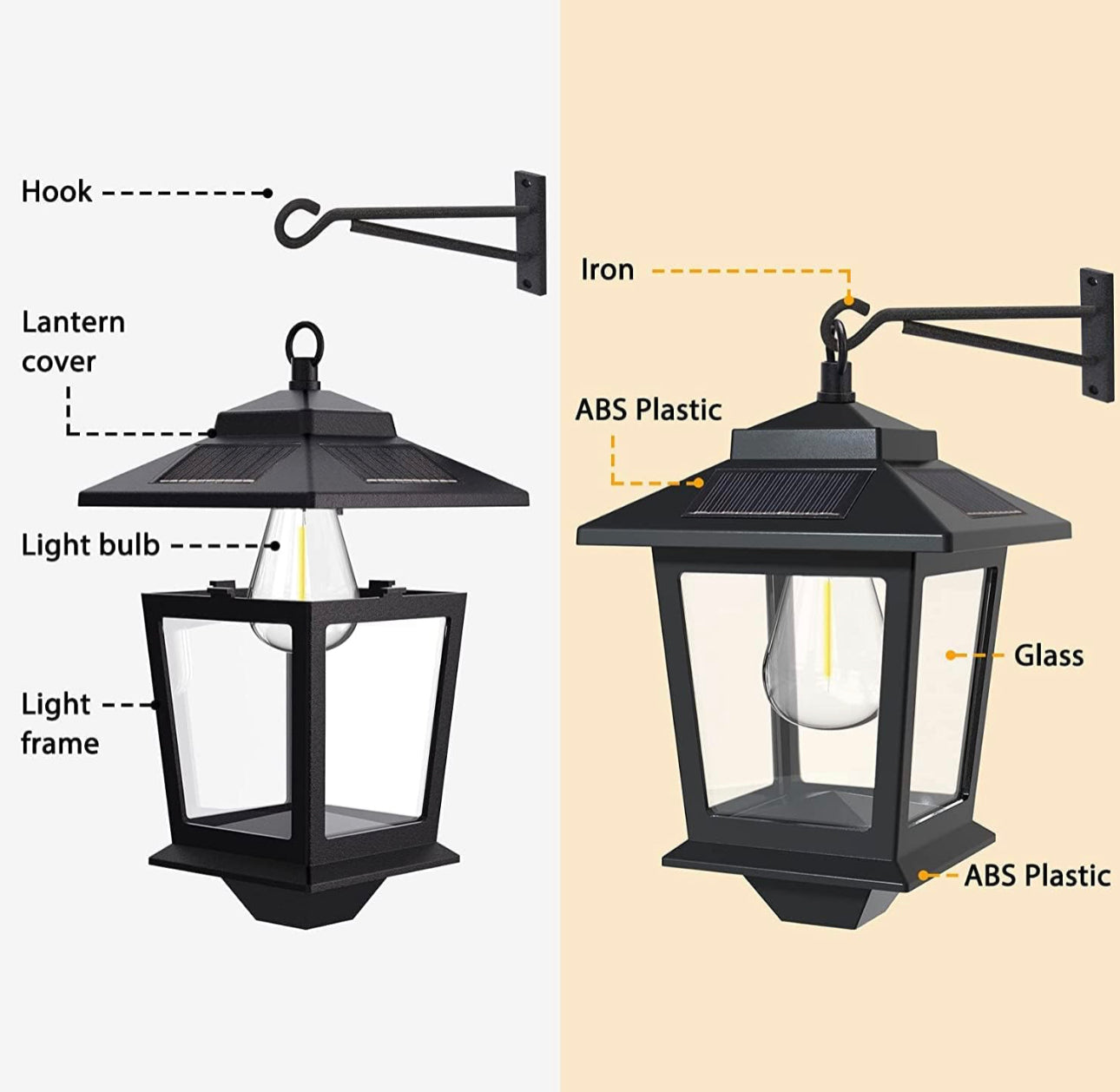 Lot de 2 lanternes murales solaires Lighteme en aluminium avec ampoule remplaçable, 4 panneaux solaires et antirouille