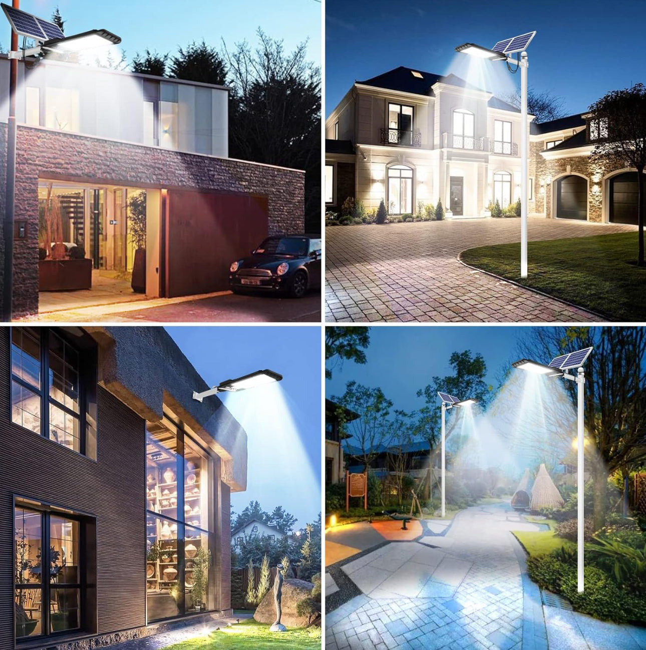 Lighteme 1200 W Solar-Außenleuchten mit Bewegungsmelder, Dämmerung bis Morgengrauen, gewerbliche Großflächenbeleuchtung, Sicherheitsflutlicht, wasserdicht, mit Fernbedienung für Hinterhof, Stadion, Garage, Parkplatz
