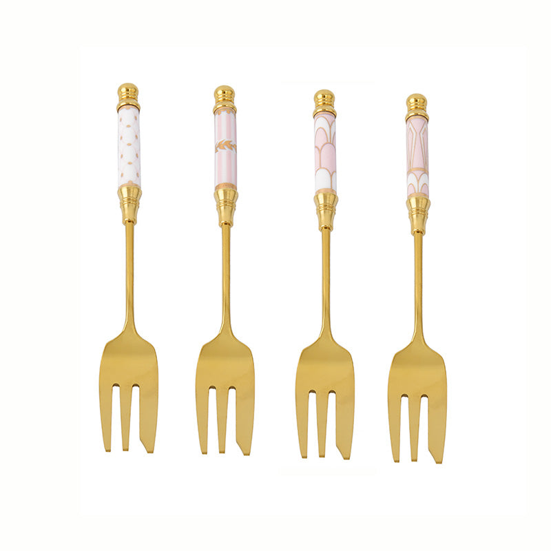 Lighteme Glorious Ceramic Handle Dessert Spoon & Fork