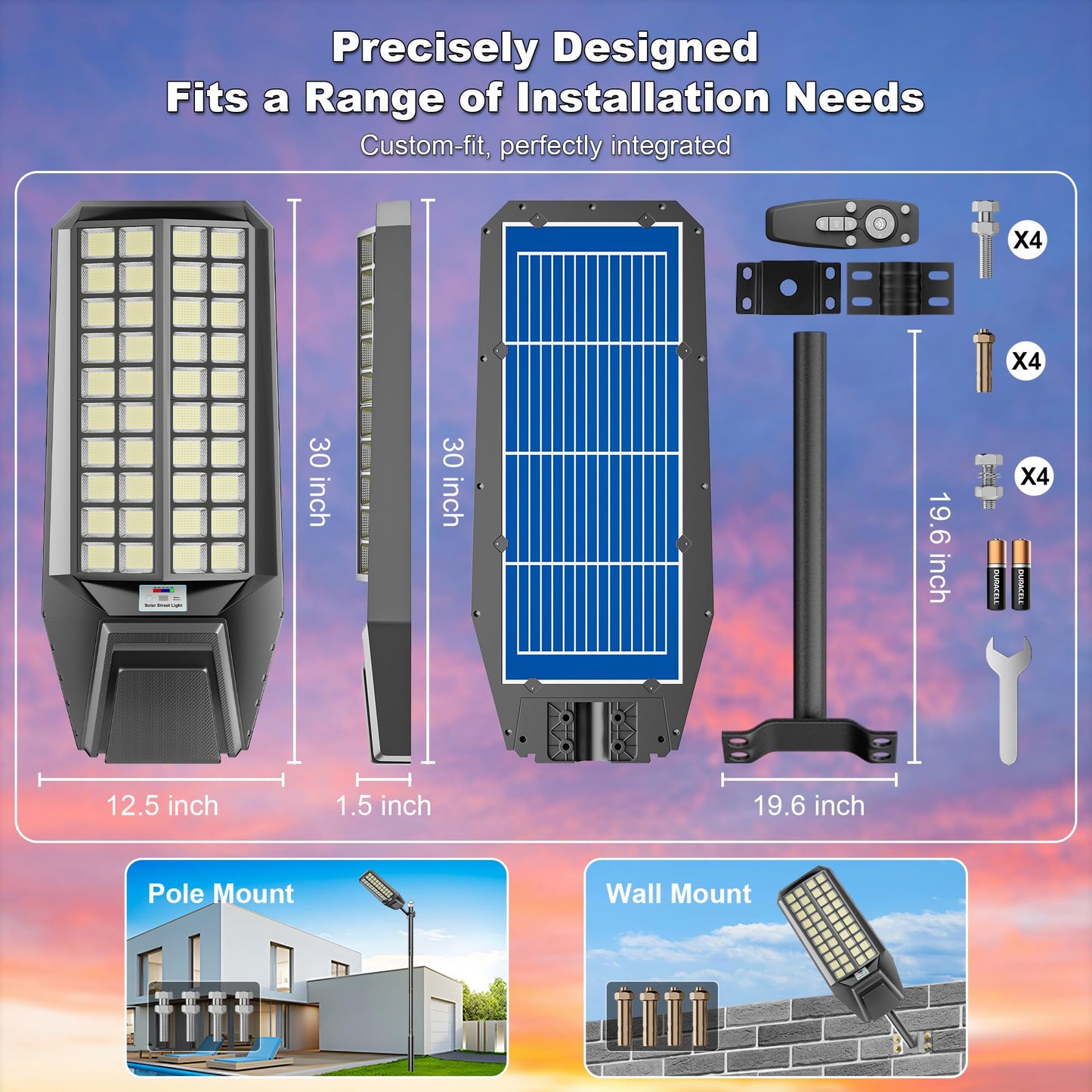 Lighteme 4000 W Solar-Straßenlaterne, 7000 K, 800000 lm, automatisches Ein-/Ausschalten, Dämmerung bis Morgengrauen, IP67, wasserdicht, Bewegungssensor