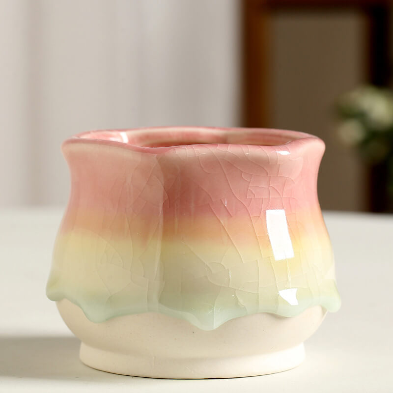 Lighteme – Eisrissglasierte Keramikvase