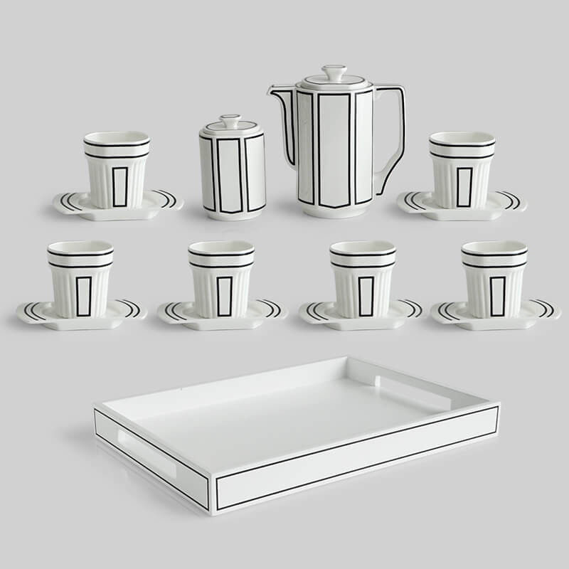 Lighteme Minimalist Line Teekannenset aus Knochenporzellan