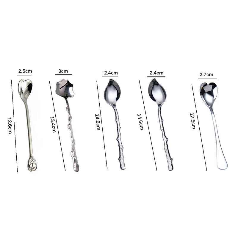Lighteme Dessertlöffel-Set in Pflanzenform aus Edelstahl