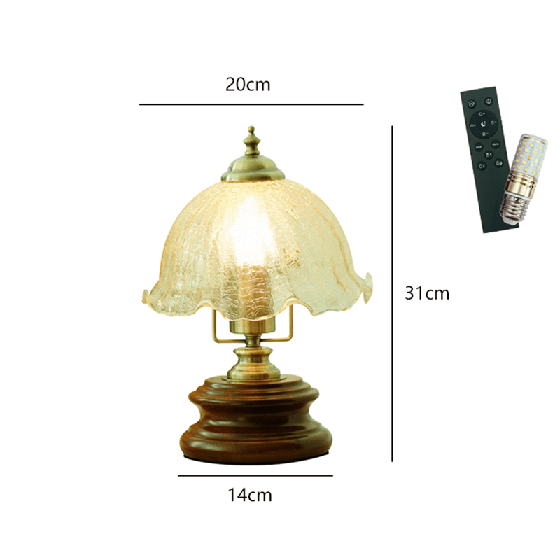 Lampe de table rétro en verre à motif floral Lighteme