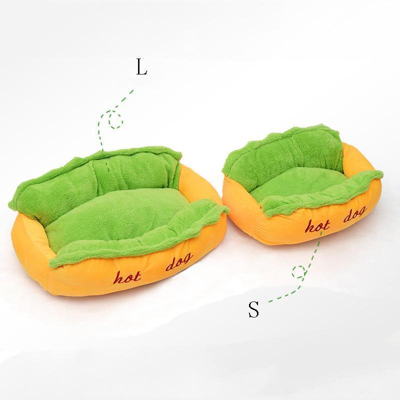 Lit en peluche courte Lighteme, créatif et amusant, en forme de hot-dog (2 tailles)
