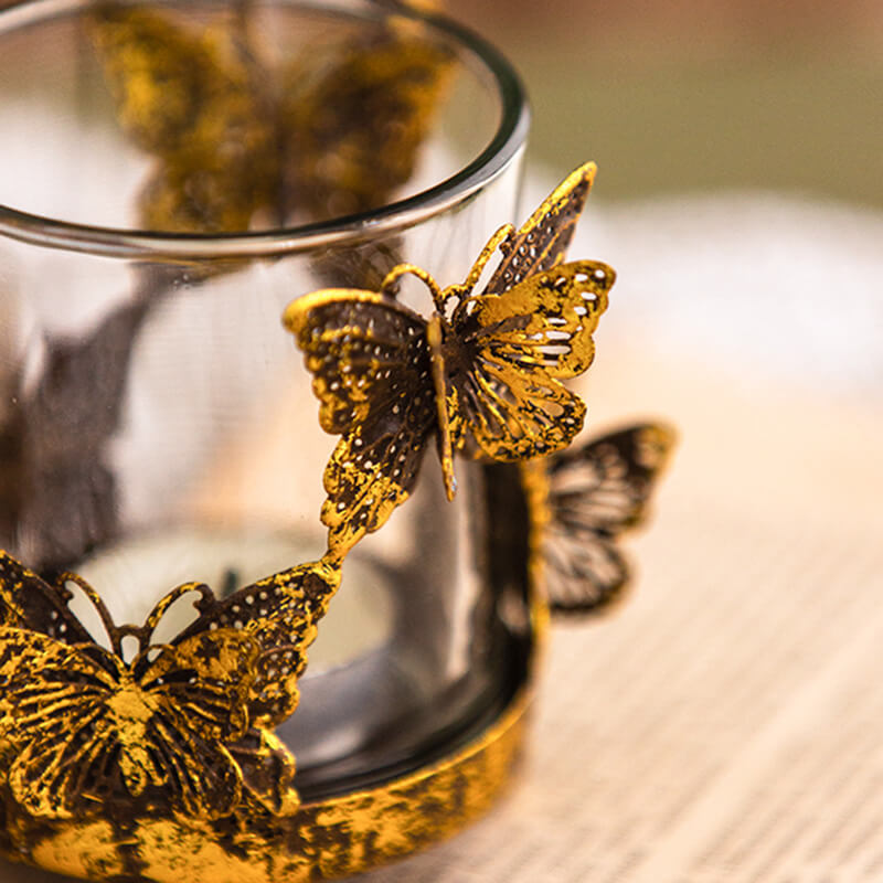 Lighteme Vintage Schmetterlings-Kerzenhalter aus Glas