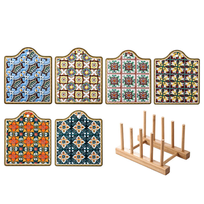 Lighteme Keramik-Tischsets mit Vintage-Print