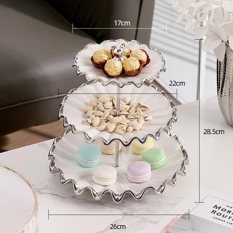 Lighteme Dessertständer in Wasserwellenform, mehrschichtig