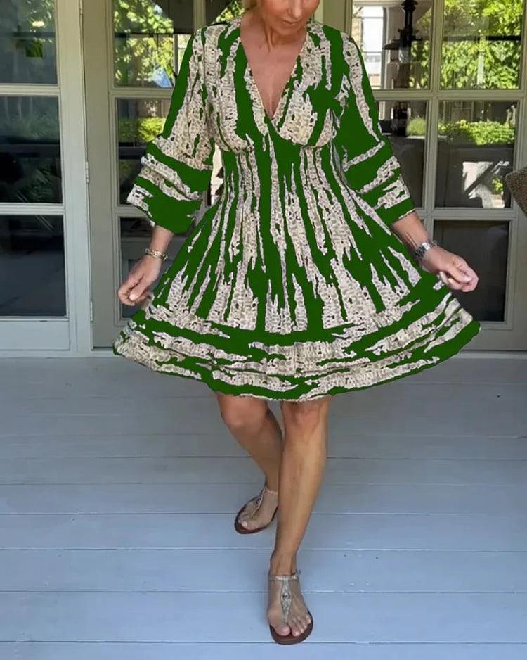 Lighteme Maxikleid im Bohemian-Stil mit V-Ausschnitt