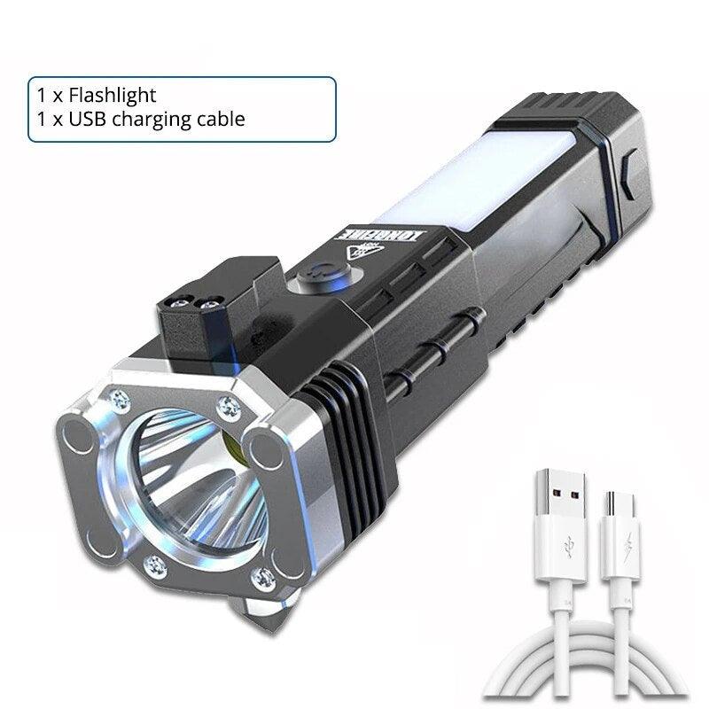 Lighteme Superhelle LED-Taschenlampe mit Sicherheitshammer