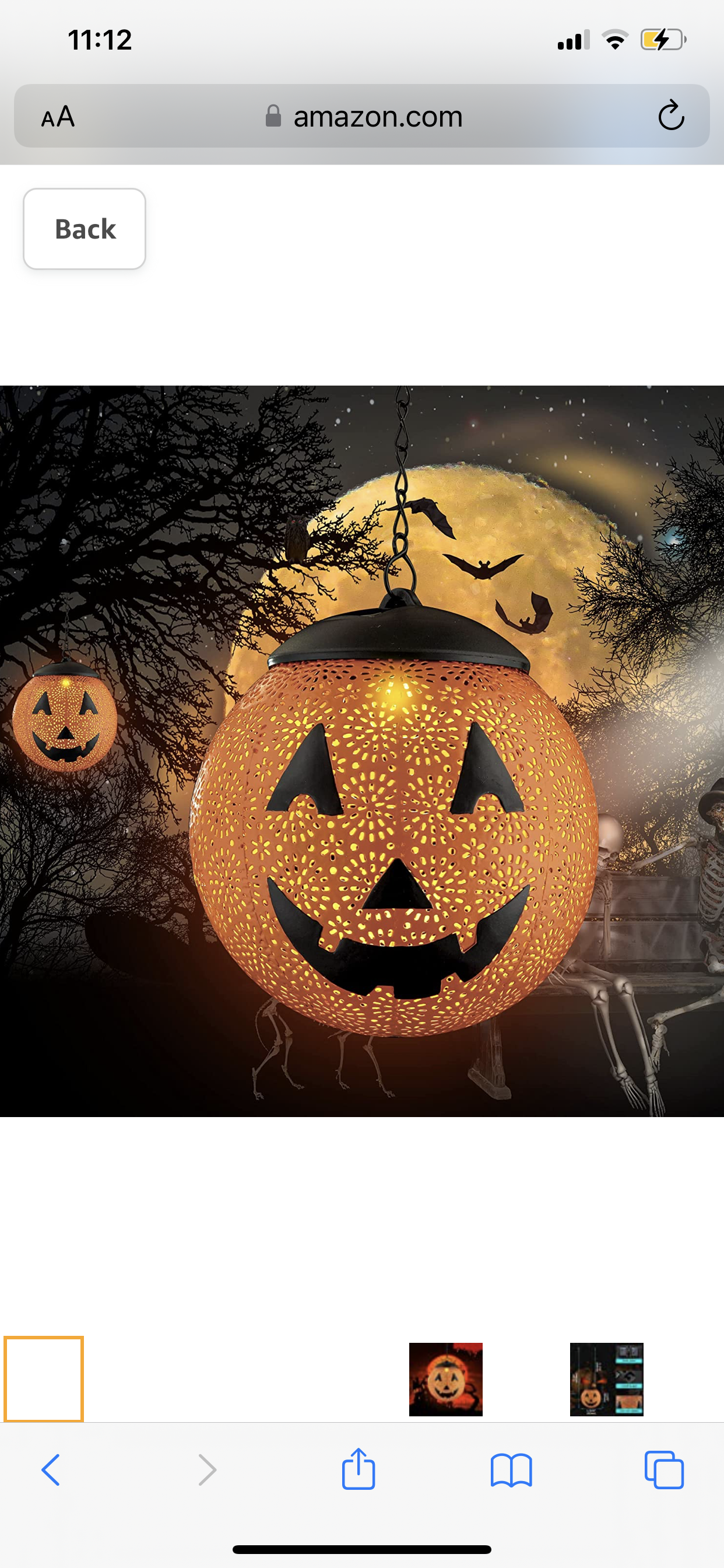 Lanterne solaire suspendue d'extérieur Lighteme pour Halloween, lanterne décorative de jardin en métal, LED solaire, étanche, ronde