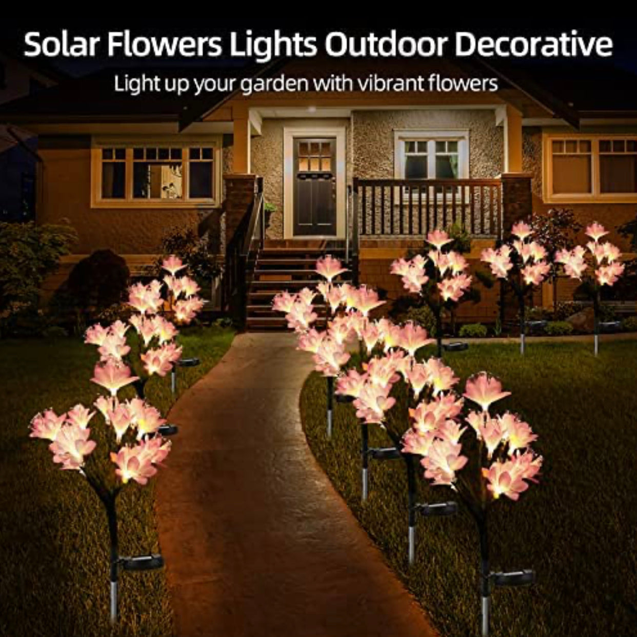 Lot de 2 lampes solaires de jardin Lighteme, alimentées par batterie, étanches, 2 modes d'éclairage, scintillantes et fixes.