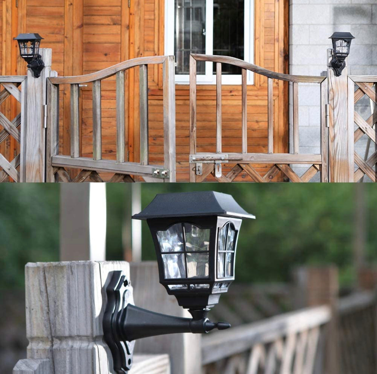 Lighteme Lot de 4 lanternes murales solaires d'extérieur 15 lumens Luminaire LED solaire d'extérieur de Noël avec kit de montage mural