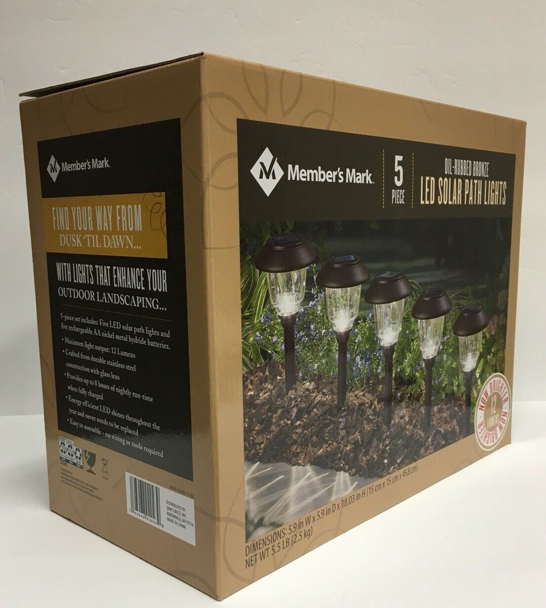 Lighteme Solar LED Pathway Lights, Oil-Rubbed Bronze (6 Pack)