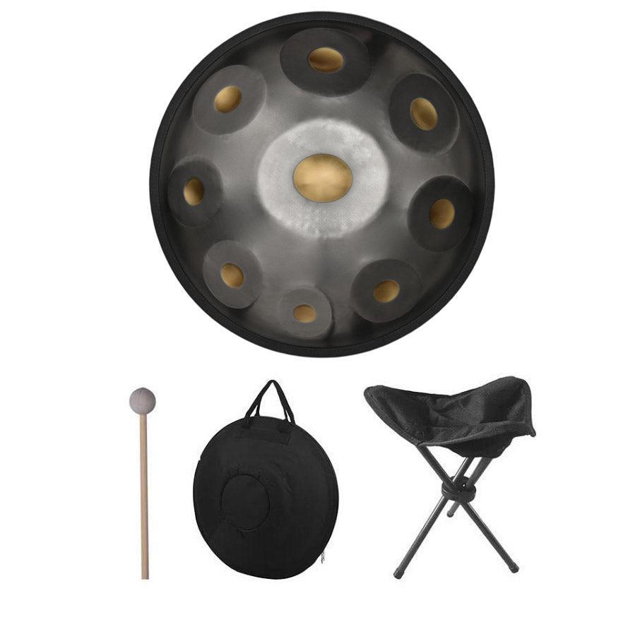 MiSoundofNature King Custom F3 Low Pygmy Scale 22 Inch 10/10+2 Notes Stainless Steel / Nitride Steel Handpan Drum