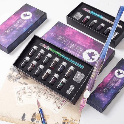 Lighteme Handgefertigter Kalligraphiestift und Farbset aus Kristall