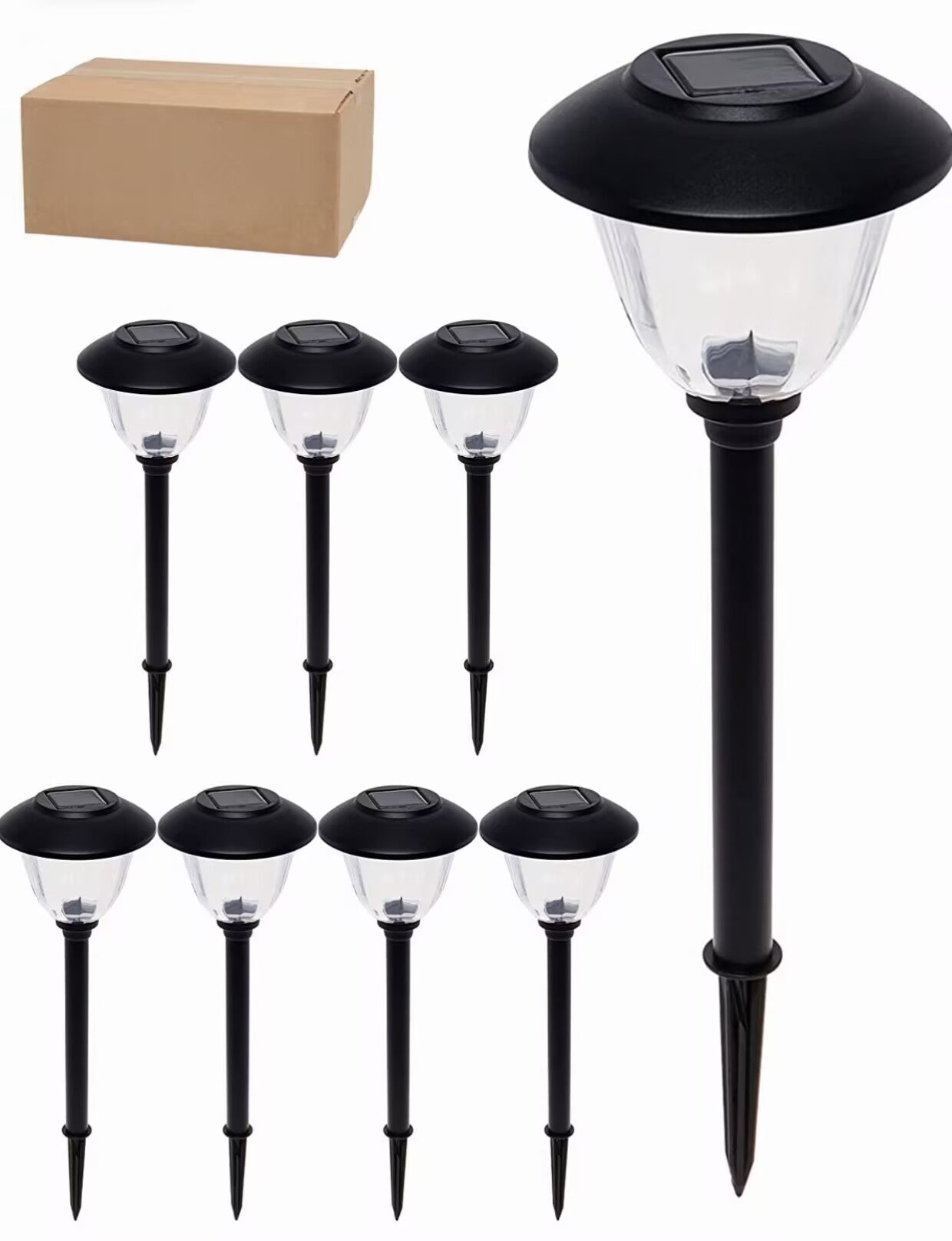 Lighteme 8 Pack Solar Pathway LED Lights Outdoor-Stainless Steel 15 Lumen