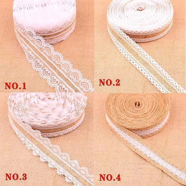 Lighteme Natural Burlap Lace Craft Ribbon Roll (6 types)