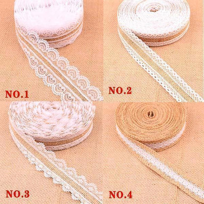 Lighteme Natural Burlap Lace Craft Ribbon Roll (6 types)