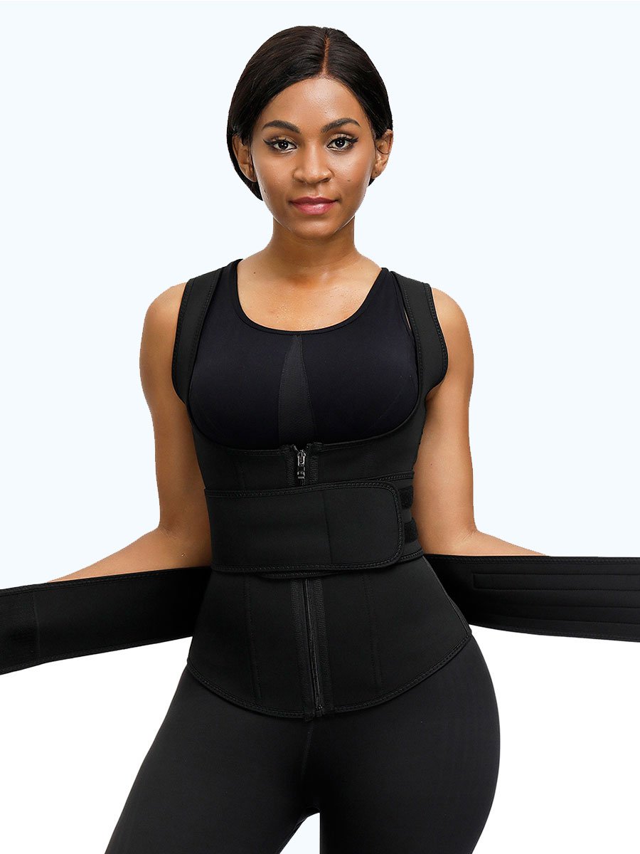 Gilet d'entraînement à la taille Lighteme Premium - Sangles de compression à double velcro avec fermeture éclair de soutien !