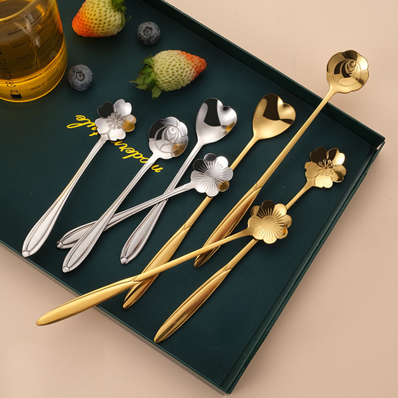 Ensemble de 8 cuillères à dessert Lighteme Golden Flower