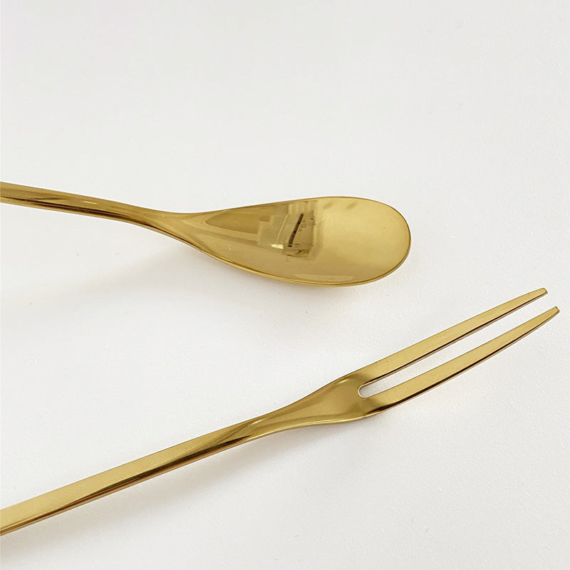 Lighteme Pearl Dessertlöffel und -gabel aus Edelstahl