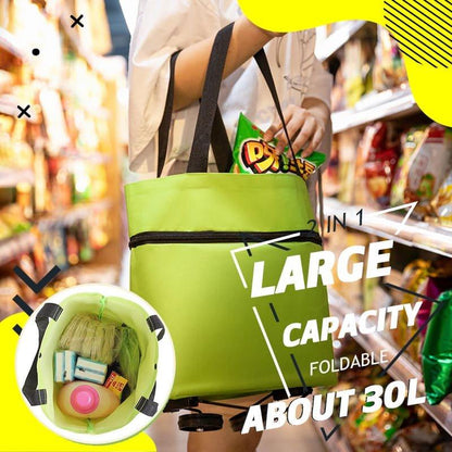 Lighteme Shopping Cart - 2 in 1 faltbare Einkaufstrolley-Tragetasche