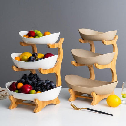 Assiette à fruits artistique de luxe à trois couches Lighteme