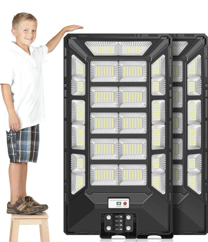 Lighteme 1800 W Solar-Straßenlaternen für den Außenbereich, wasserdicht, 6500 K, Dämmerung bis Morgengrauen, 180000 Lumen, Bewegungsmelder, superhell, Solar-Parkplatzleuchte