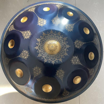 Royal Garden Individuelle F3 22 Zoll 10 Noten Edelstahl/Nitridstahl Handpan Drum mit Mandala-Muster