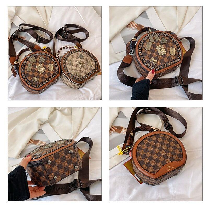Lighteme Damen Lederhandtasche - Retro Leder Umhängetasche