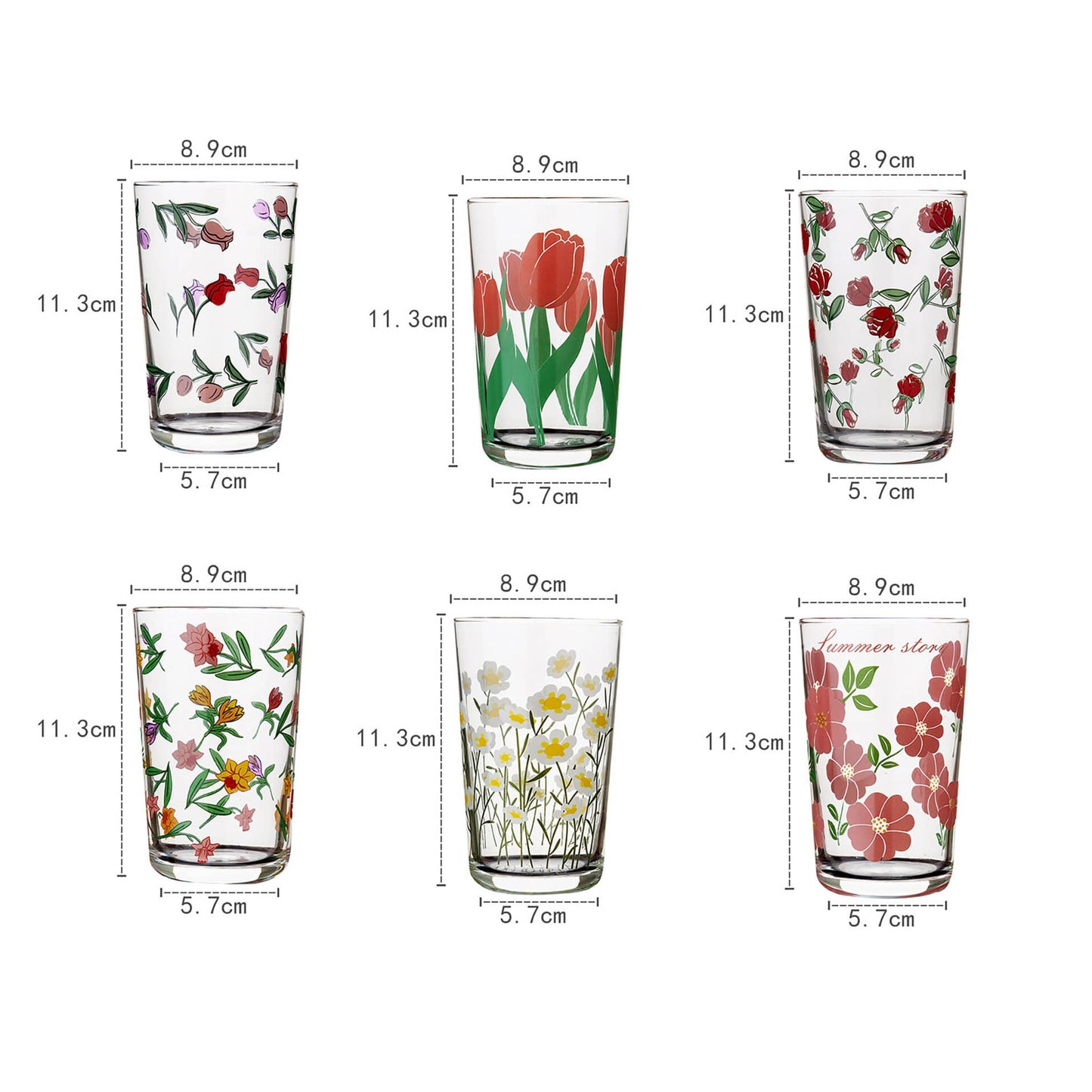 Lighteme Glasbecher mit Blumenmuster