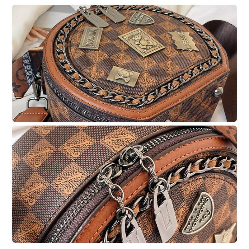 Lighteme Damen Lederhandtasche - Retro Leder Umhängetasche