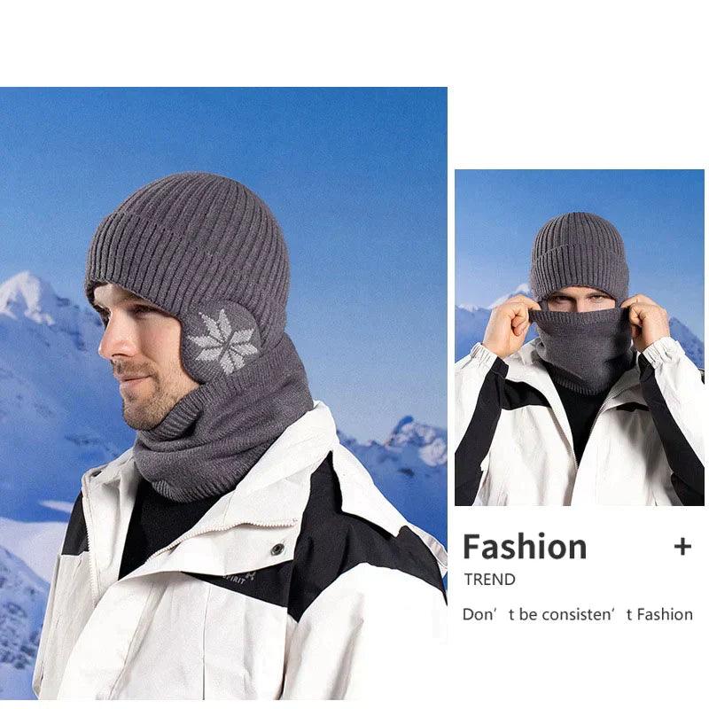 Bonnet chauffant Lighteme pour l'hiver, bonnet, écharpe, ensemble bonnet en tricot chaud