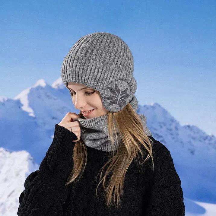 Bonnet chauffant Lighteme pour l'hiver, bonnet, écharpe, ensemble bonnet en tricot chaud
