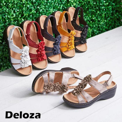 Lighteme Flache Sandalen mit Blumenmuster