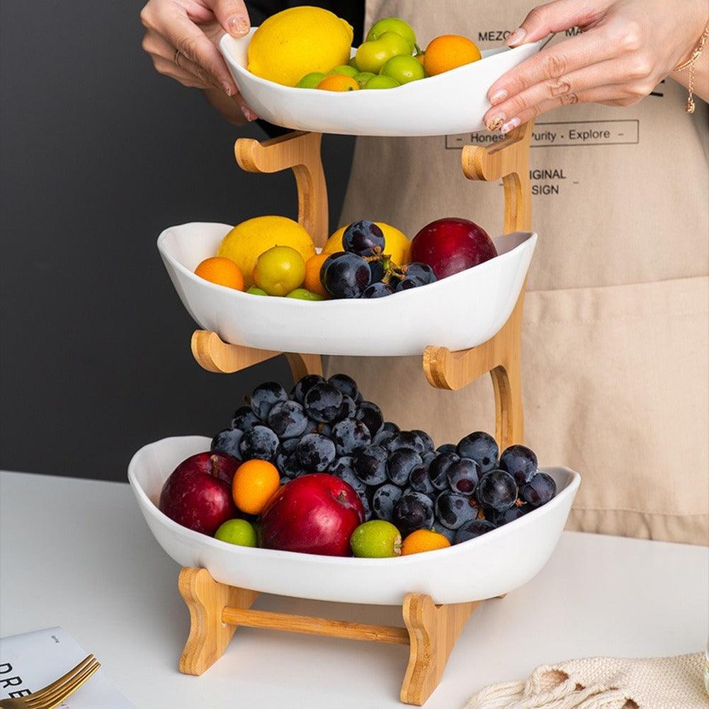 Assiette à fruits artistique de luxe à trois couches Lighteme
