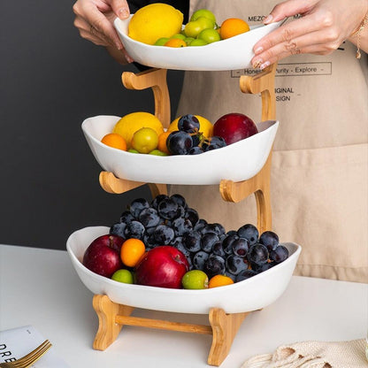 Assiette à fruits artistique de luxe à trois couches Lighteme