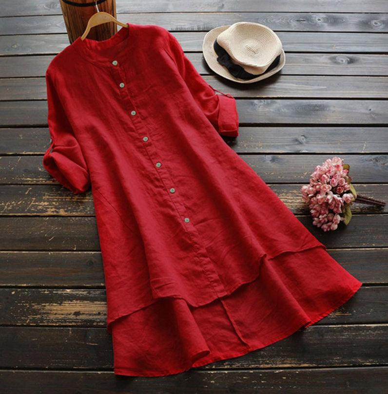 Lighteme Damen Modisches Kleid mit Knopfleiste