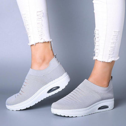 Ihrtrade Women's Mesh Cushioned Slip On Platform Casual Sock Shoes
